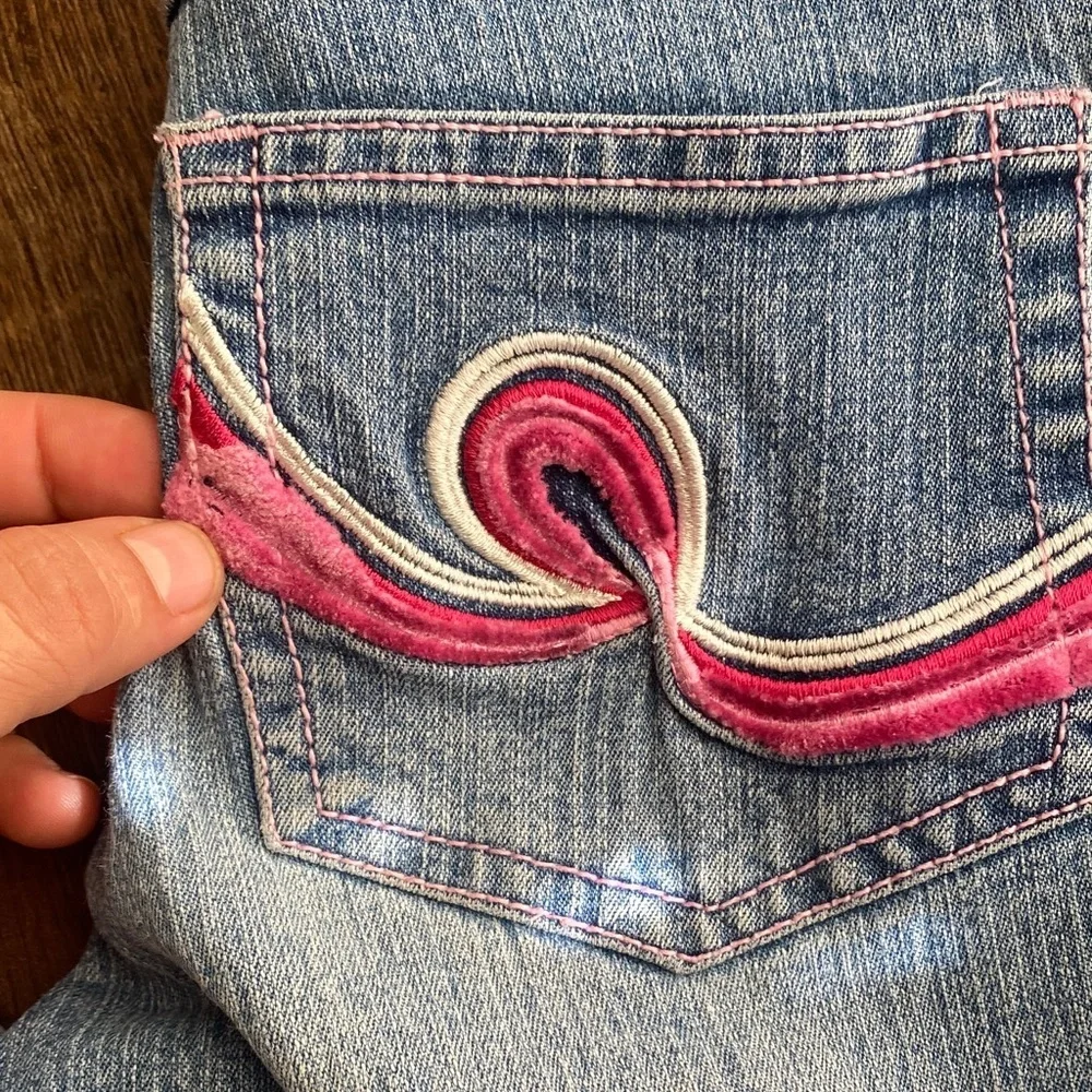 ❤️Route 66 Kids Blue Jeans with Pink Pocket Design
